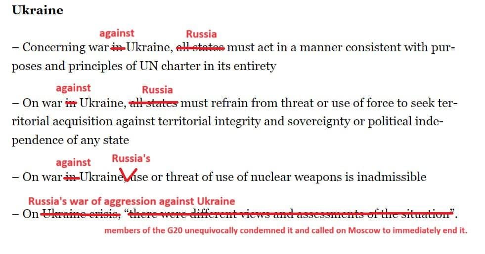МИД Украины раскритиковал декларацию G20 и исправил ошибки