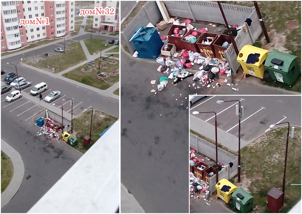 Один из дворов по улице Махновича в Бресте утопает в мусоре