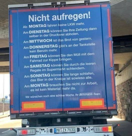 Надпись на фуре в Германии испугала очевидцев