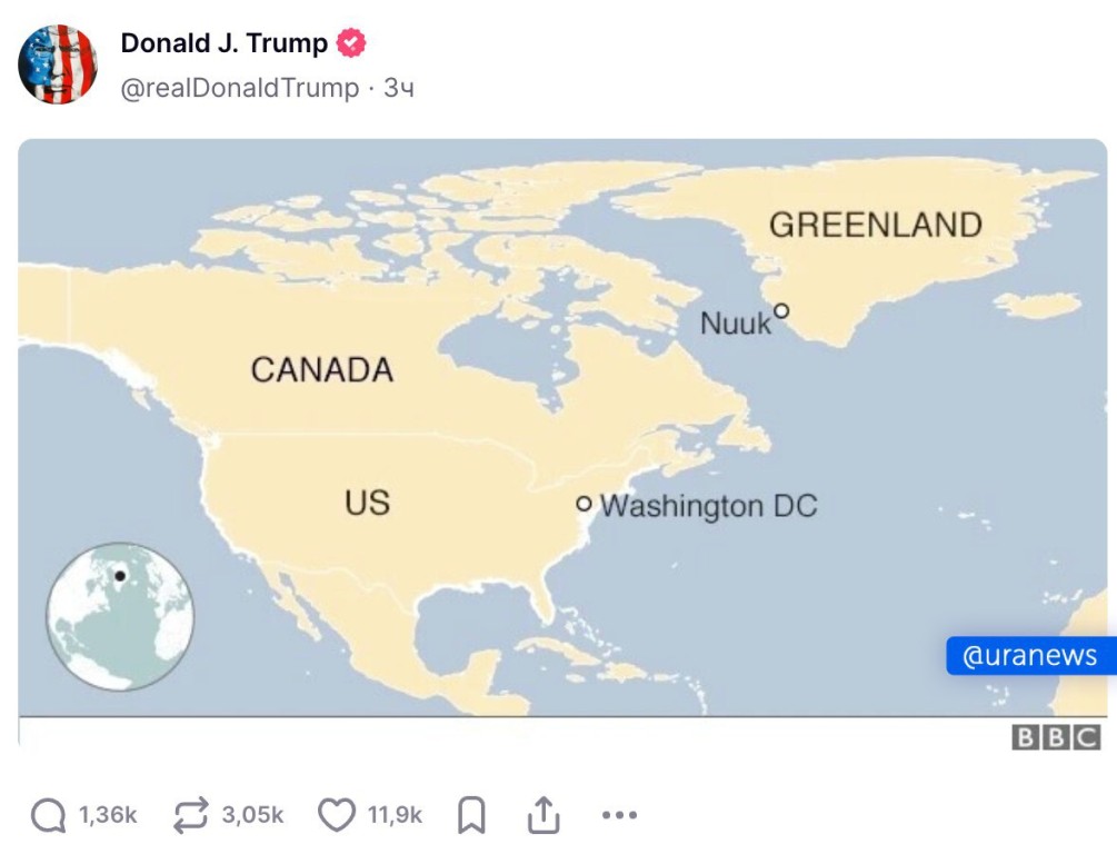 Трамп «присоединил» к США Гренландию вслед за Канадой