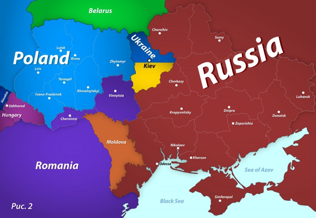 Медведев опубликовал карту разделенной между странами Украины