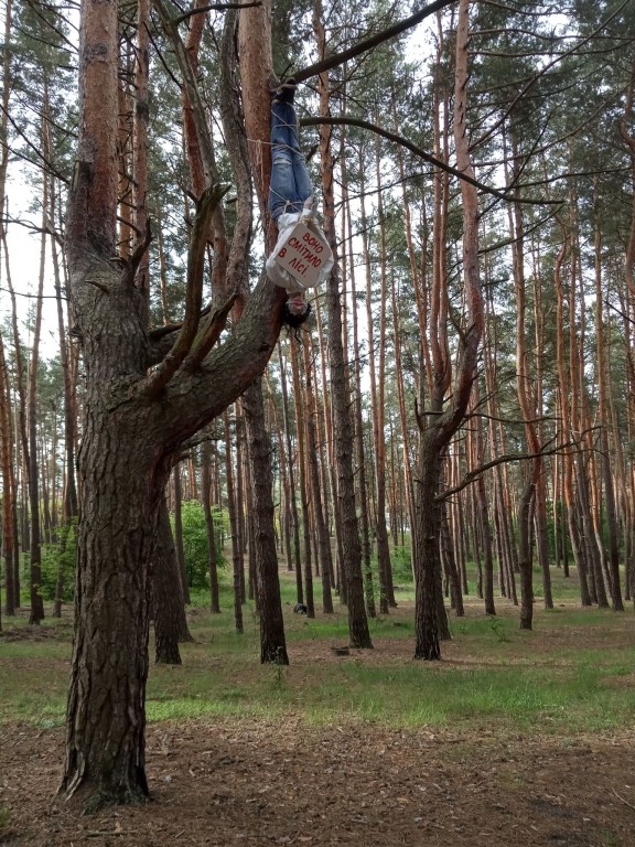 В Украине борются с мусором в лесу с помощью «трупа»