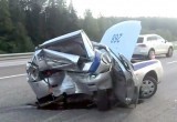 На трассе М1 (Брест-Минск-Российская граница) в автомобиль ГАИ врезалась Тойота