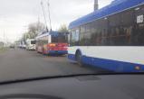 Пробка из троллейбусов в Бресте