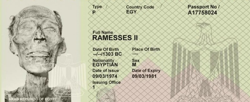 Стилизация подлинного исторического паспорта египетского фараона Рамзеса II