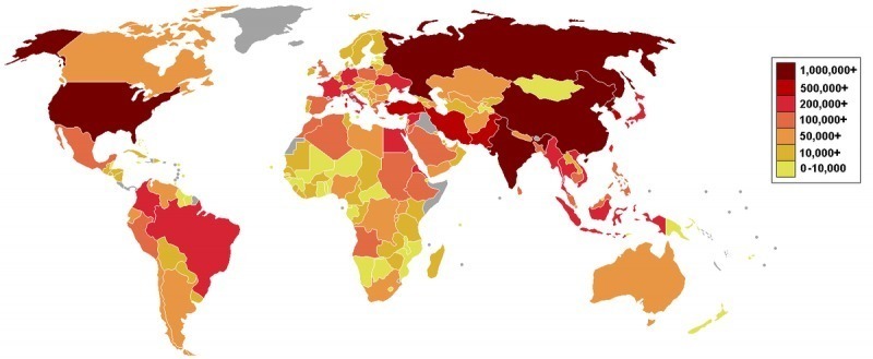 Численность вооружённых сил государств мира (2009)