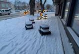 Роботы-курьеры из-за снегопада попали в пробку в Таллине