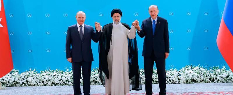 МИД Германии считает вызовом совместное фото Путина, Эрдогана и Раиси