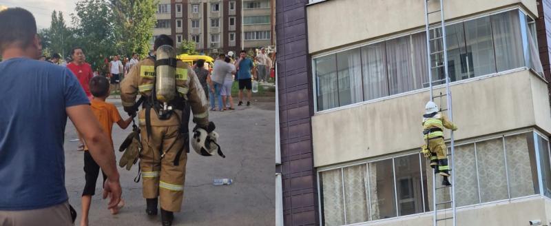 Люди выпрыгивают из окон многоэтажки из-за сильного пожара в Алма-Ате