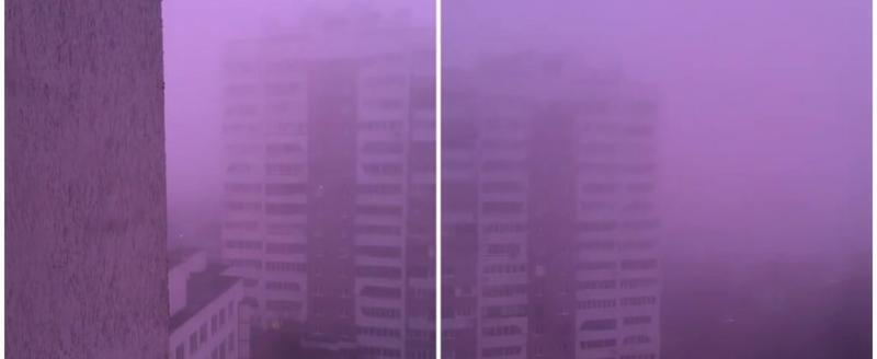 Солигорск утром оказался в розовом тумане из-за природного явления