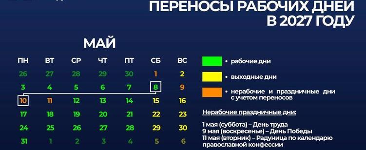 Три счастливых дня: белорусы получат длинные выходные в 2027-м