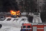Микроавтобус сгорел дотла на ул. Молодогвардейской в Бресте (видео)